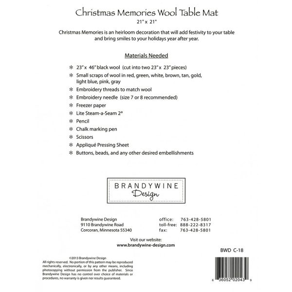 Christmas Memories Wool Table Mat Pattern Cheap - Image 2