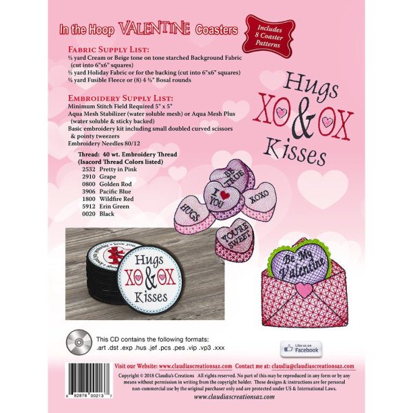 In-the-Hoop Valentine Coasters Embroidery CD For Discount - Image 2