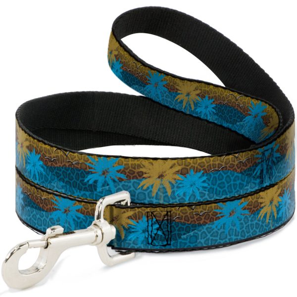 Dog Leash - Palm Trees & Gulls Leopard Brown Blue Cheap