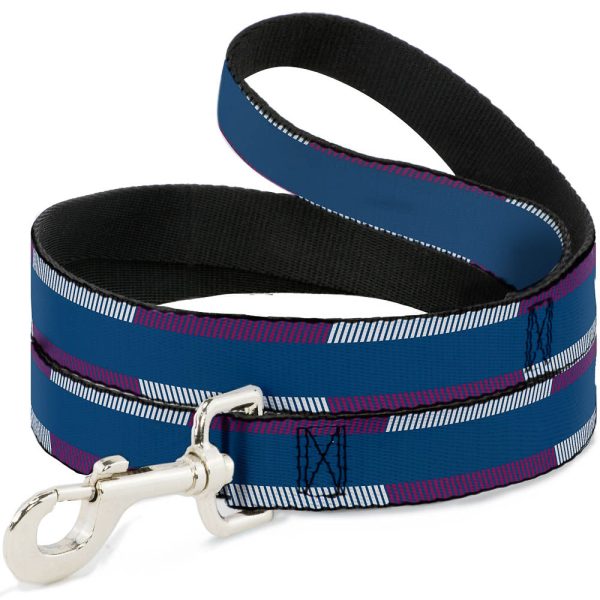 Dog Leash - Hash Mark Stripe Turquoise Fuchsia White Fashion