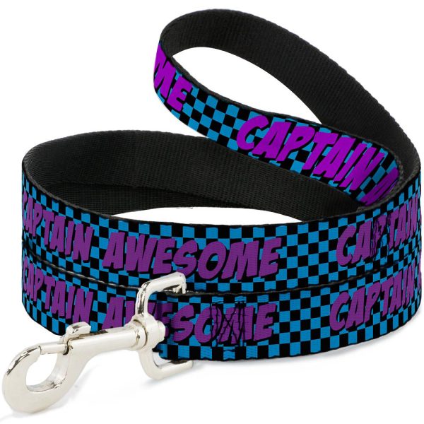 Dog Leash - CAPTAIN AWESOME Turquoise Checker Fuchsia Online now