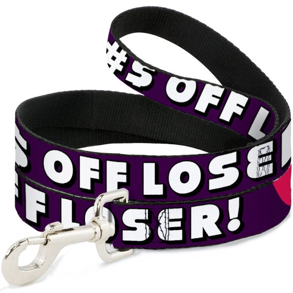 Buckle-Down Dog Leash - F!#$ OFF LOSER! Purple Fuchsia Yellow Turquoise Cheap