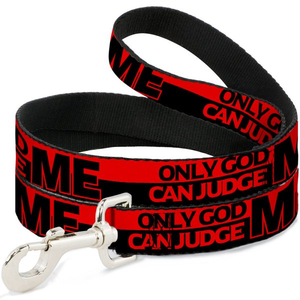 Dog Leash - ONLY GOD CAN JUDGE ME Stripe Red Black Red Online Sale