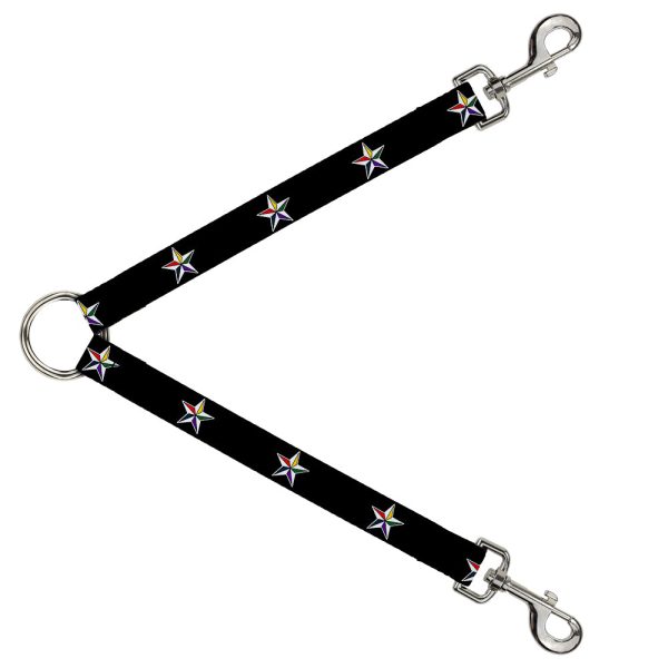 Dog Leash Splitter - Nautical Star Black White Multi Color For Sale