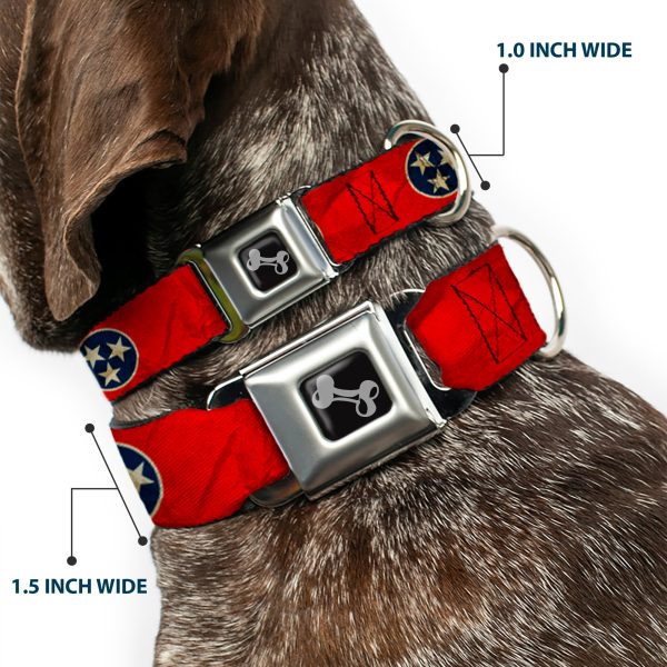 Dog Bone Seatbelt Buckle Collar - Tennessee Flag Stars CLOSE-UP Distressed For Cheap - Image 2