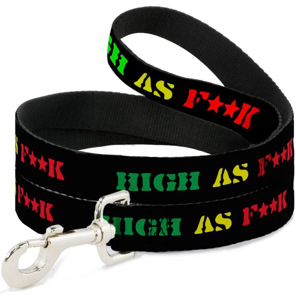 Buckle-Down Dog Leash - HIGH AS F**K Black Green Yellow Red Cheap