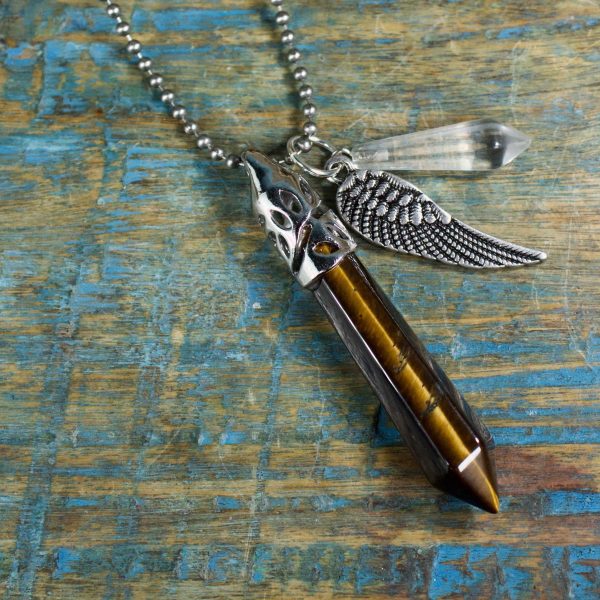 Tiger s Eye Guardian Stones Necklace - Large Point Cheap